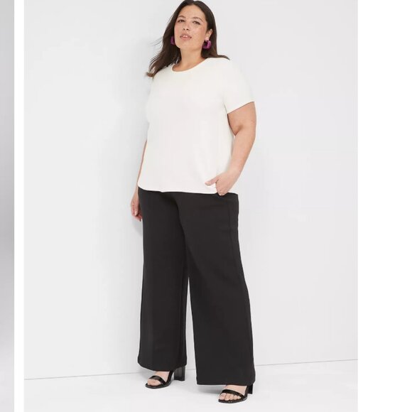 NWT NIB Lane Bryant Journey High-Rise Wide Leg Pull-on Ponte Pant - Black - 26W - Picture 4 of 4